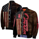 custom houston cougars flag wood brown bomber jacket best selling