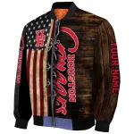 custom houston cougars flag wood brown bomber jacket best selling