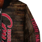 custom houston cougars flag wood brown bomber jacket best selling