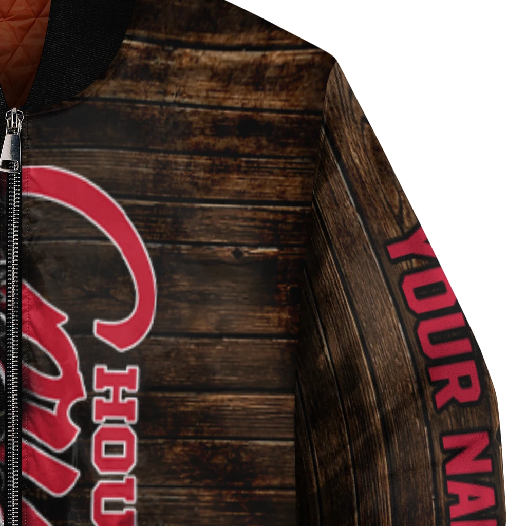 custom houston cougars flag wood brown bomber jacket premium grade custom houston cougars flag wood brown bomber jacket premium grade