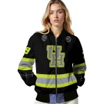 custom houston cougars heartbeat accent black green bomber jacket best selling