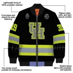 custom houston cougars heartbeat accent black green bomber jacket best selling