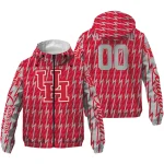 custom houston cougars lightning strike grid red windbreaker jacket best selling