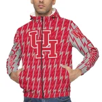 custom houston cougars lightning strike grid red windbreaker jacket best selling