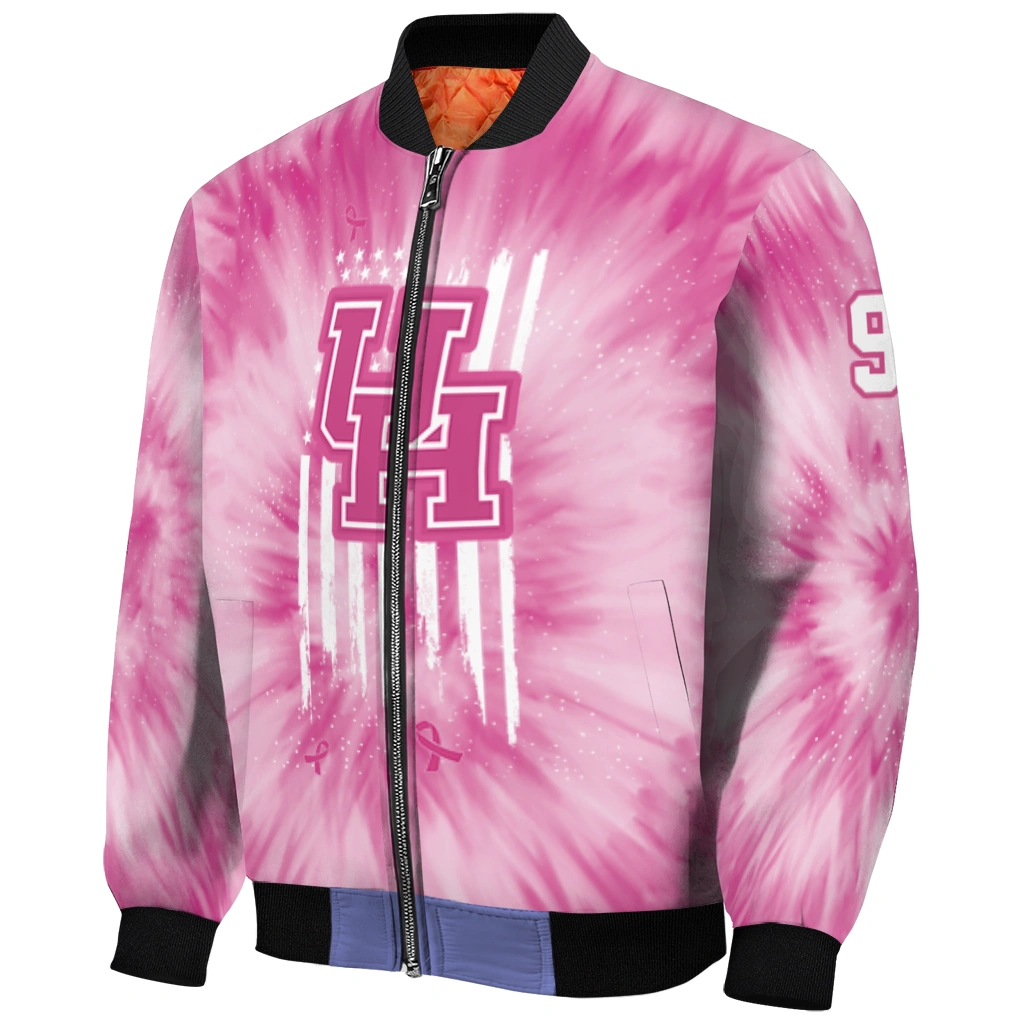 custom houston cougars pink tie dye pink bomber jacket fashion forward custom houston cougars pink tie dye pink bomber jacket fashion forward