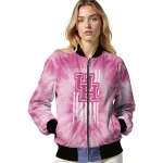 custom houston cougars pink tie dye pink bomber jacket best selling