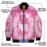 custom houston cougars pink tie dye pink bomber jacket best selling
