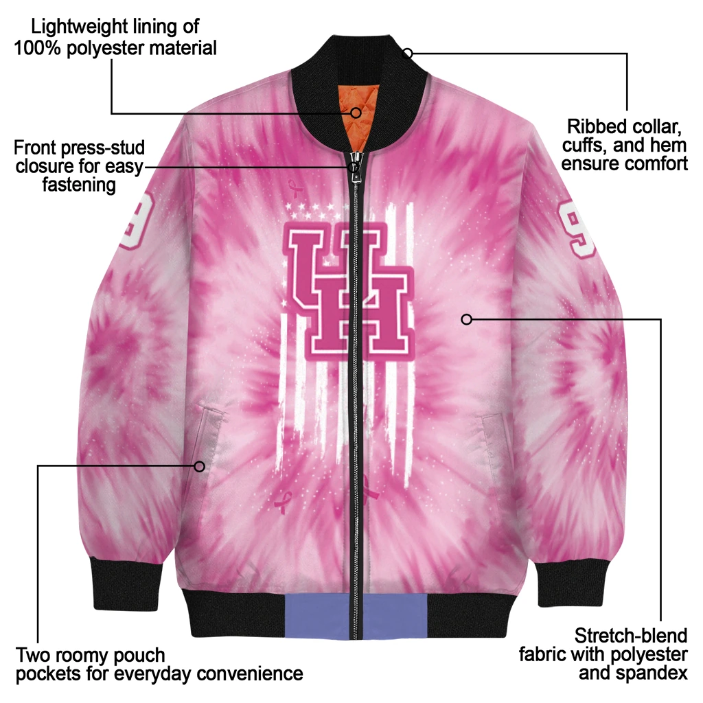custom houston cougars pink tie dye pink bomber jacket new arrival custom houston cougars pink tie dye pink bomber jacket new arrival