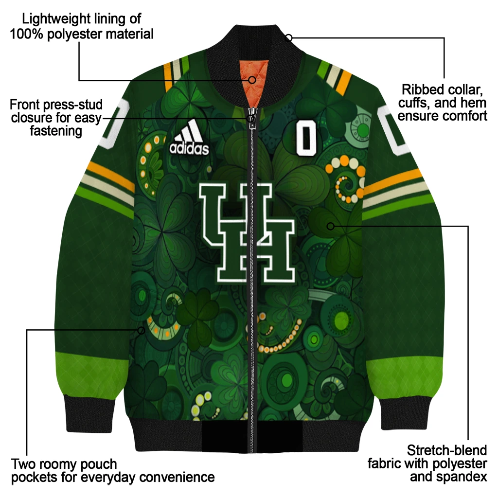 custom houston cougars shamrock vortex green bomber jacket new arrival custom houston cougars shamrock vortex green bomber jacket new arrival