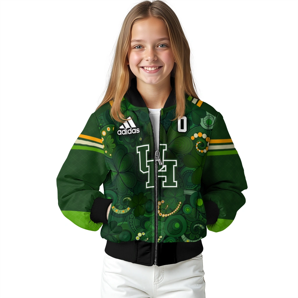 custom houston cougars shamrock vortex green bomber jacket top rated custom houston cougars shamrock vortex green bomber jacket top rated