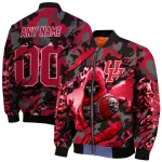 custom houston cougars skull horde red bomber jacket best selling