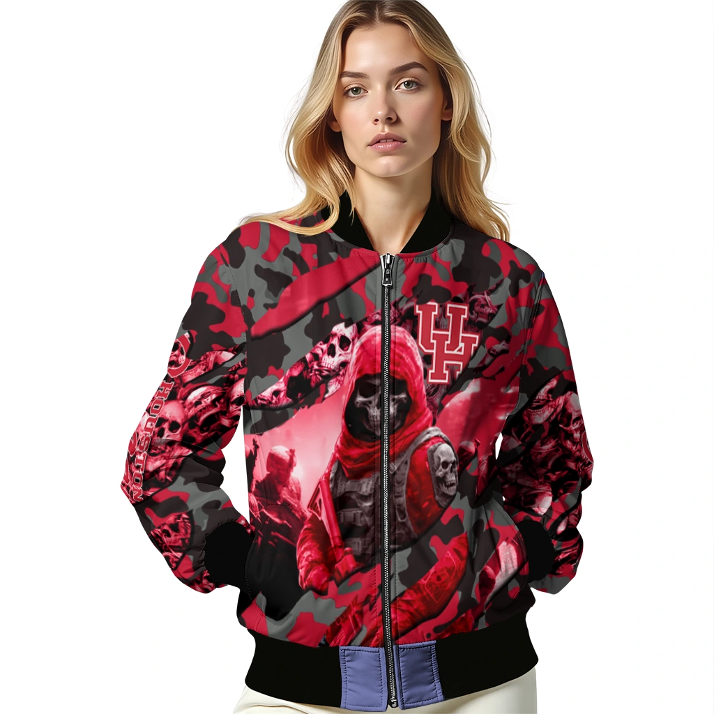 custom houston cougars skull horde red bomber jacket latest model custom houston cougars skull horde red bomber jacket latest model