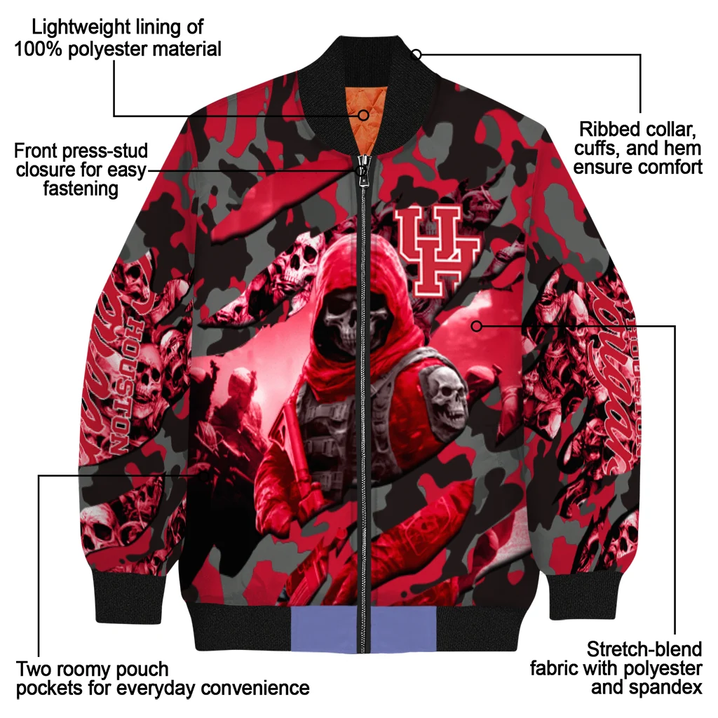 custom houston cougars skull horde red bomber jacket new arrival custom houston cougars skull horde red bomber jacket new arrival
