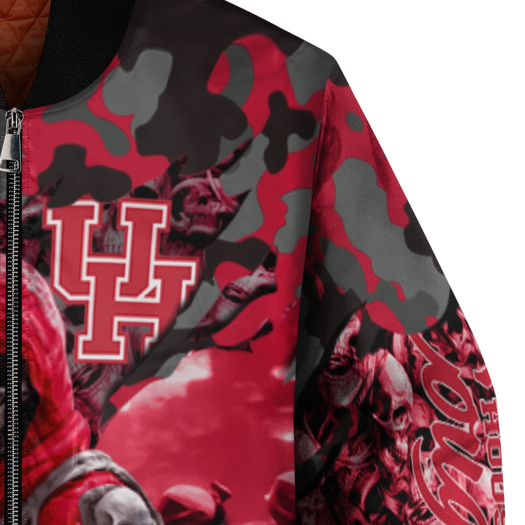 custom houston cougars skull horde red bomber jacket premium grade custom houston cougars skull horde red bomber jacket premium grade