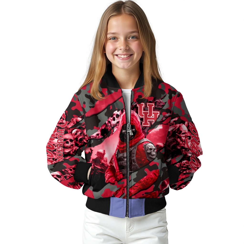 custom houston cougars skull horde red bomber jacket top rated custom houston cougars skull horde red bomber jacket top rated