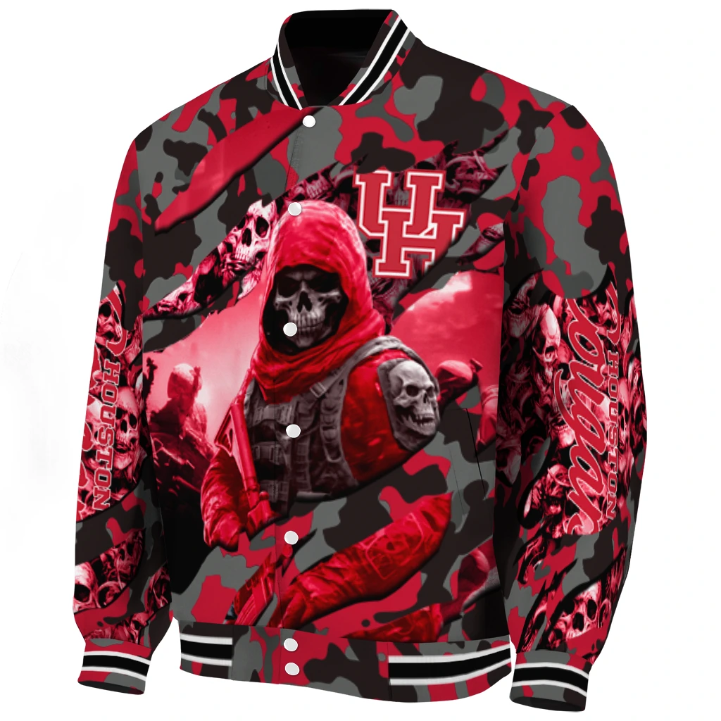 custom houston cougars skull horde red varsity jacket best selling custom houston cougars skull horde red varsity jacket best selling