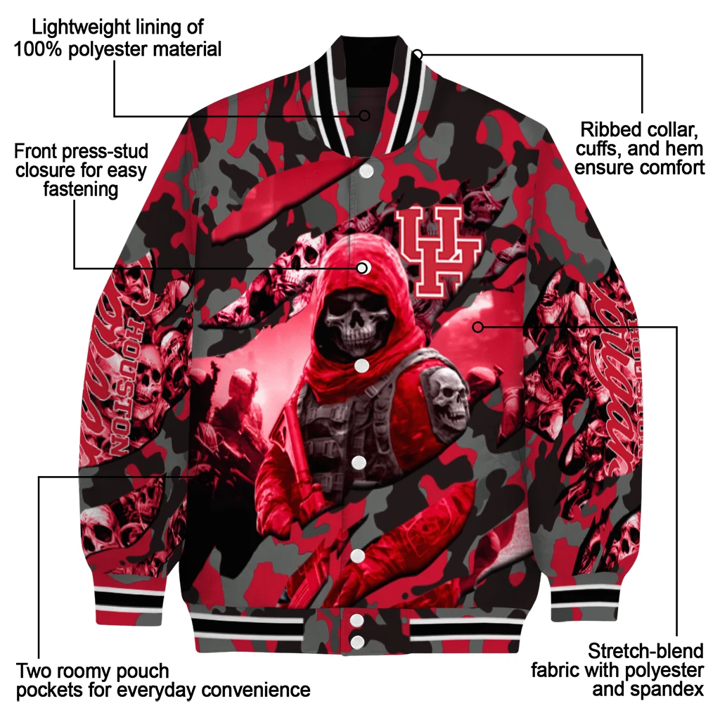 custom houston cougars skull horde red varsity jacket new arrival custom houston cougars skull horde red varsity jacket new arrival