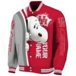 custom houston cougars snoopy head red varsity jacket best selling