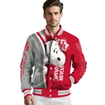 custom houston cougars snoopy head red varsity jacket best selling