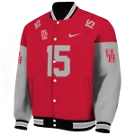custom houston cougars team patch red varsity jacket best selling