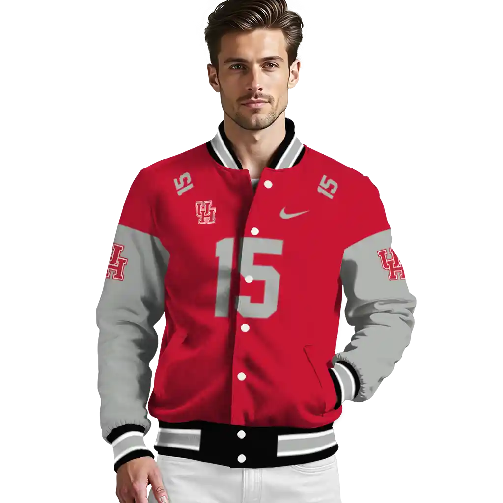 custom houston cougars team patch red varsity jacket high quality custom houston cougars team patch red varsity jacket high quality