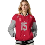 custom houston cougars team patch red varsity jacket best selling