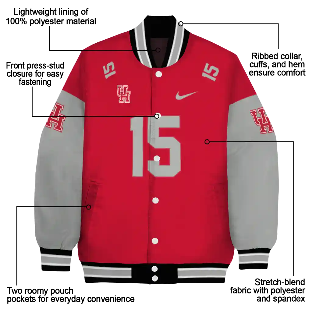 custom houston cougars team patch red varsity jacket new arrival custom houston cougars team patch red varsity jacket new arrival