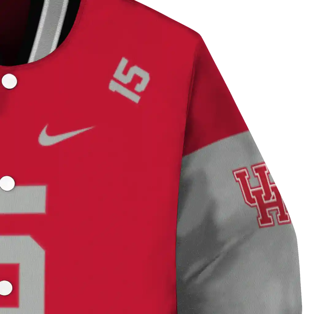 custom houston cougars team patch red varsity jacket premium grade custom houston cougars team patch red varsity jacket premium grade