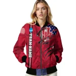 custom houston cougars usa flag claws red bomber jacket best selling