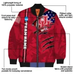 custom houston cougars usa flag claws red bomber jacket best selling
