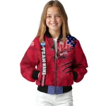 custom houston cougars usa flag claws red bomber jacket best selling