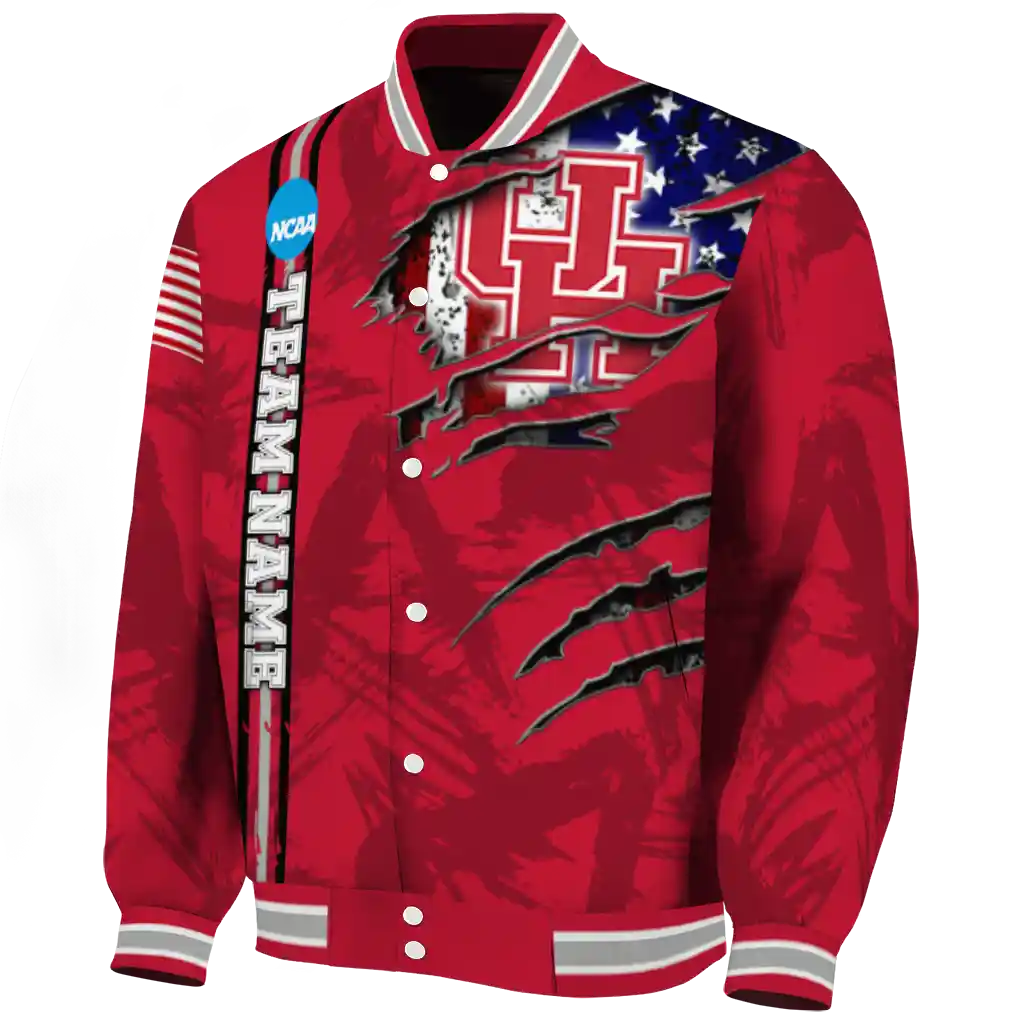custom houston cougars usa flag claws red varsity jacket best selling custom houston cougars usa flag claws red varsity jacket best selling
