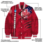 custom houston cougars usa flag claws red varsity jacket best selling