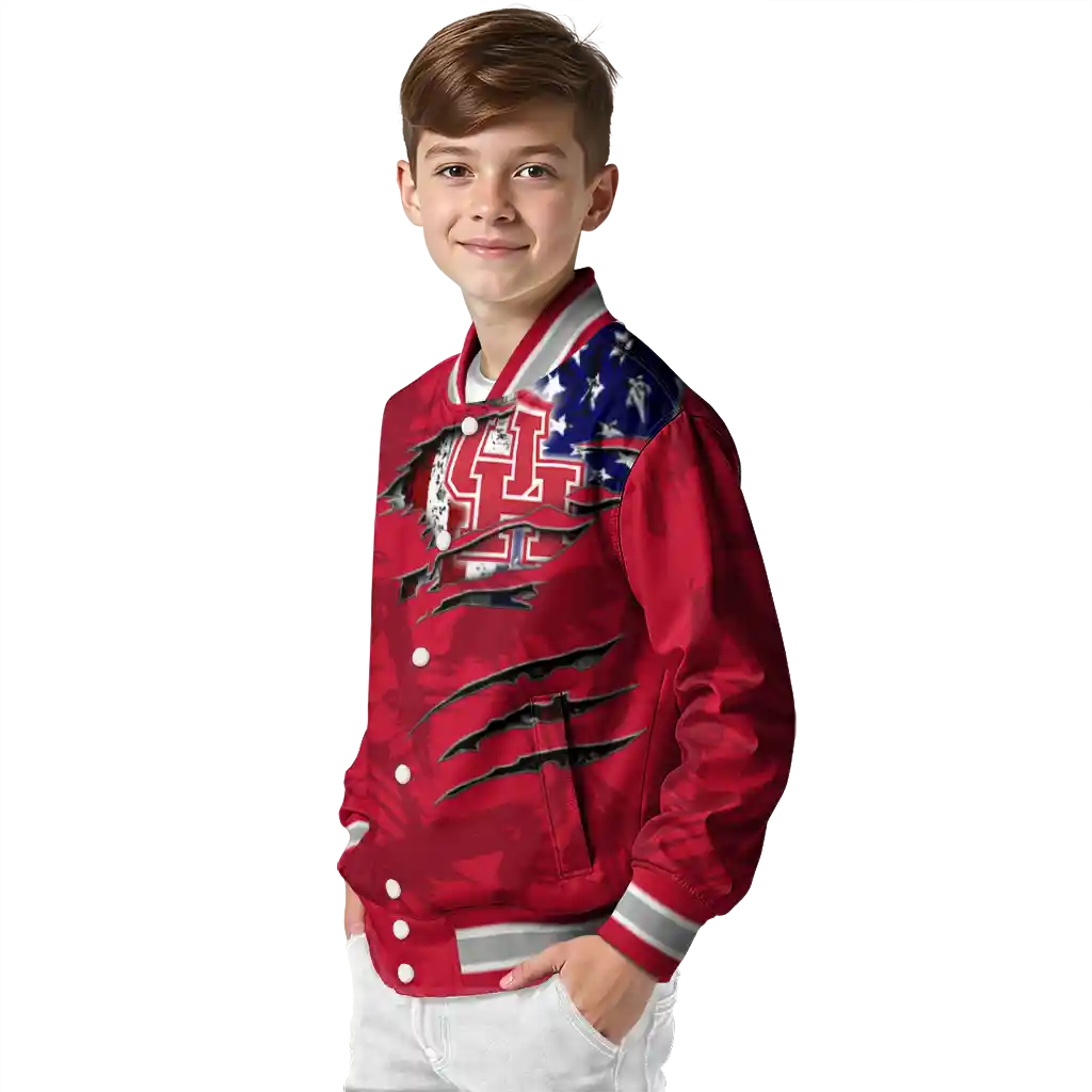 custom houston cougars usa flag claws red varsity jacket trendy custom houston cougars usa flag claws red varsity jacket trendy
