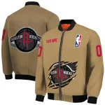 custom houston rockets claw opening beige bomber jacket best selling