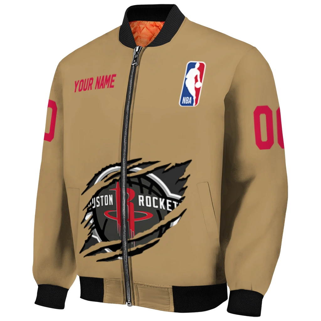 custom houston rockets claw opening beige bomber jacket fashion forward custom houston rockets claw opening beige bomber jacket fashion forward