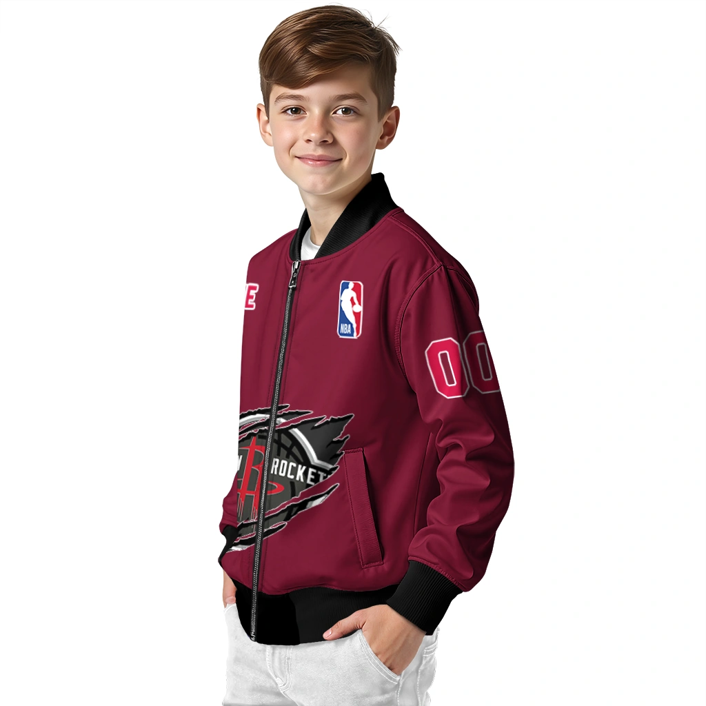 custom houston rockets claw slash red bomber jacket trendy custom houston rockets claw slash red bomber jacket trendy