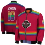 custom houston rockets rainbow jersey number red bomber jacket best selling