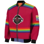 custom houston rockets rainbow jersey number red bomber jacket best selling