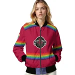 custom houston rockets rainbow jersey number red bomber jacket best selling