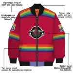 custom houston rockets rainbow jersey number red bomber jacket best selling