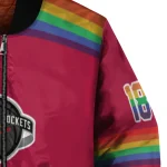 custom houston rockets rainbow jersey number red bomber jacket best selling