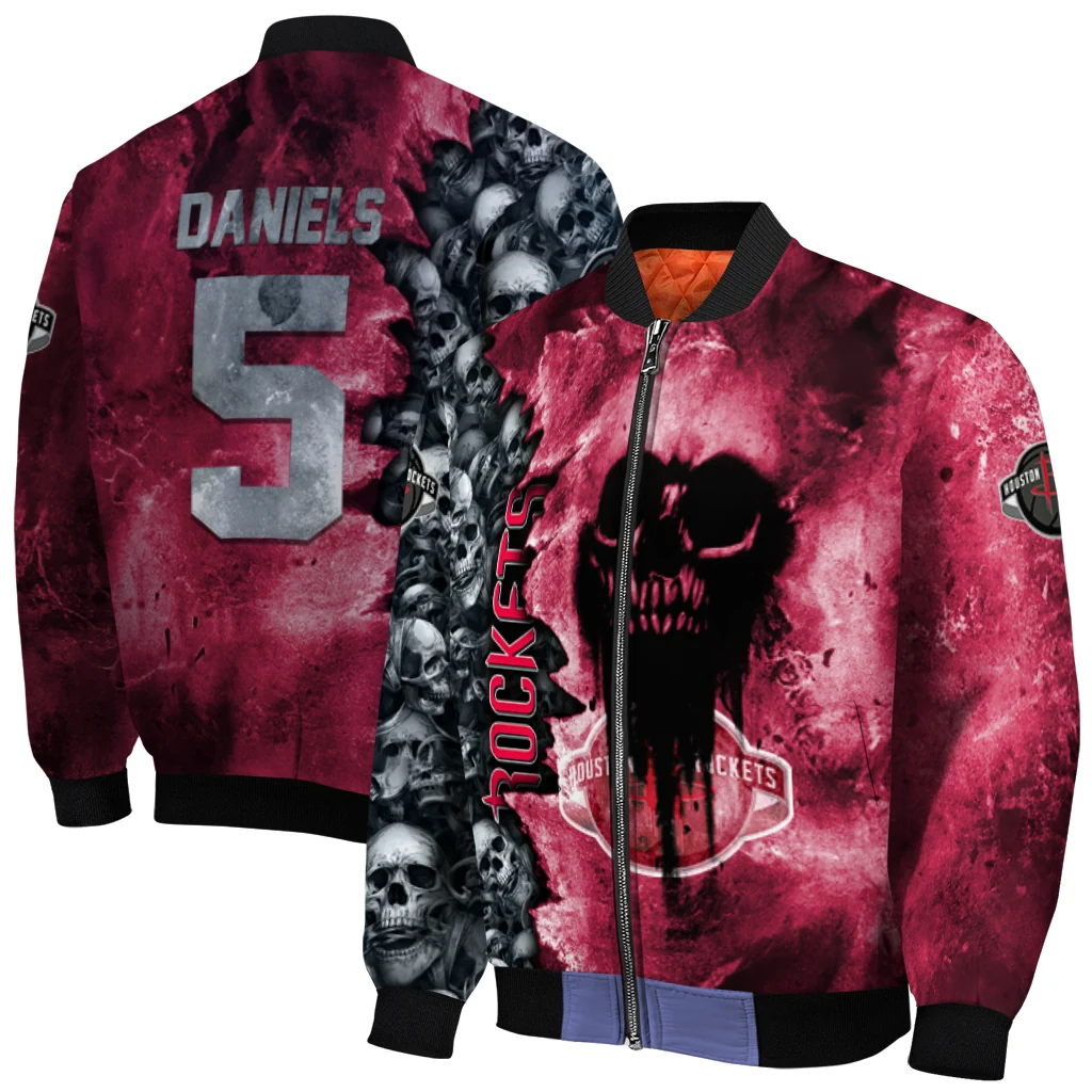 custom houston rockets skull cluster red bomber jacket best selling custom houston rockets skull cluster red bomber jacket best selling