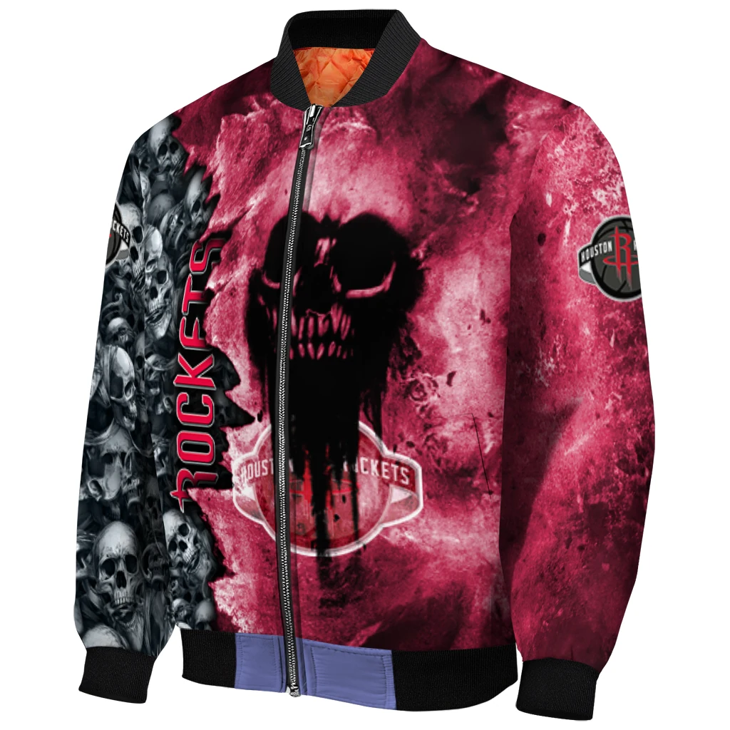 custom houston rockets skull cluster red bomber jacket fashion forward custom houston rockets skull cluster red bomber jacket fashion forward