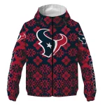 custom houston texans geometric blossom blue windbreaker jacket best selling