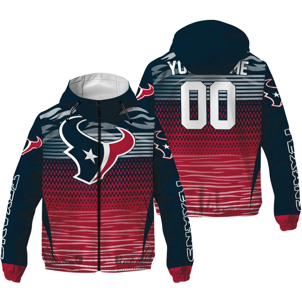 custom houston texans pattern layers blue windbreaker jacket high quality custom houston texans pattern layers blue windbreaker jacket high quality