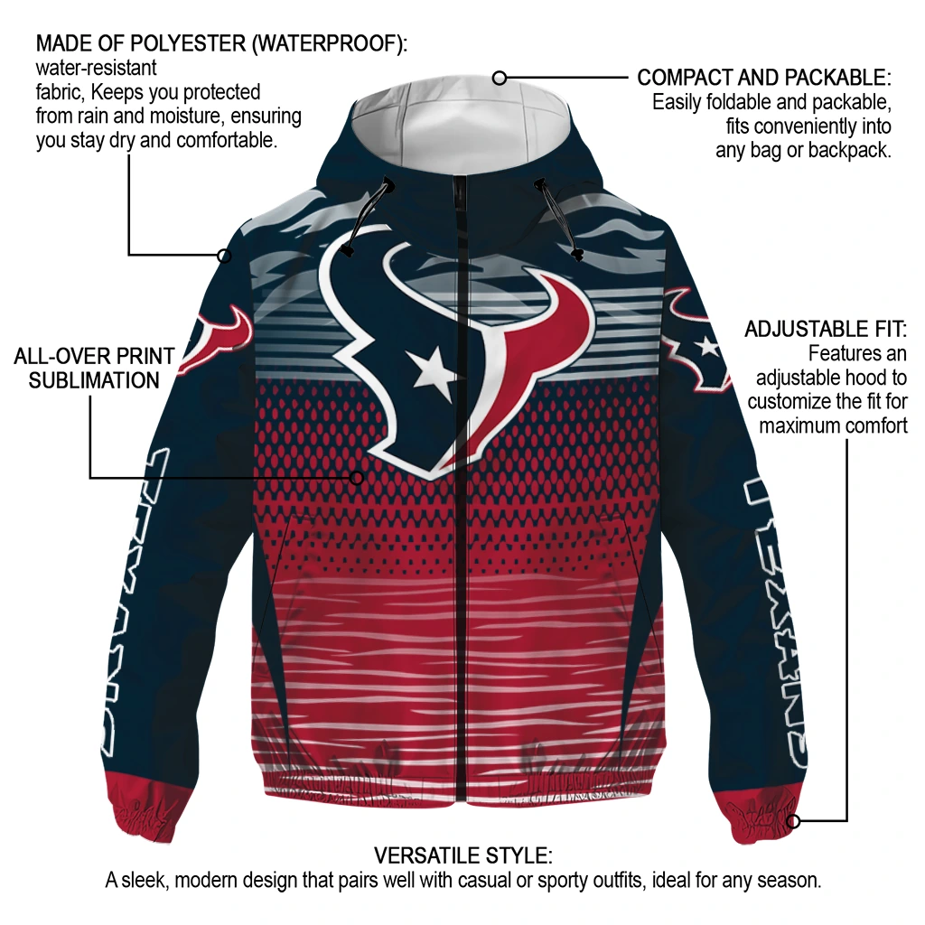 custom houston texans pattern layers blue windbreaker jacket new arrival custom houston texans pattern layers blue windbreaker jacket new arrival