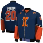 custom illinois fighting illini chevron style blue bomber jacket best selling