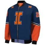 custom illinois fighting illini chevron style blue bomber jacket best selling