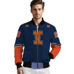 custom illinois fighting illini chevron style blue bomber jacket best selling